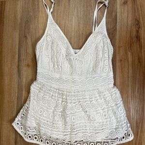 Elegant White Lace Women's Top